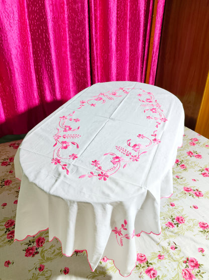Hand Embroidered Floral Table Cover