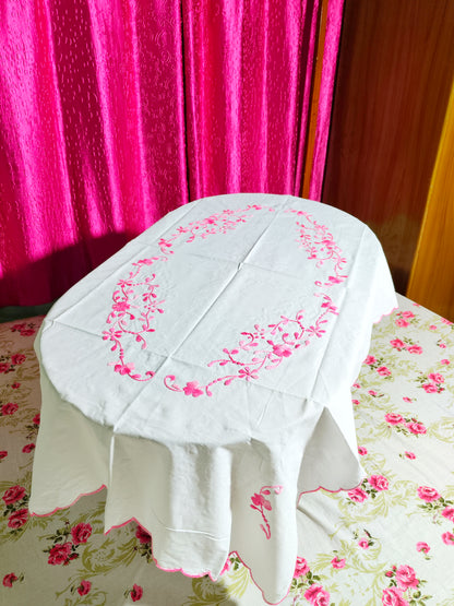 Hand Embroidered Floral Table Cover
