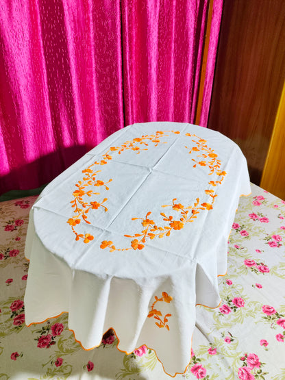 Hand Embroidered Floral Table Cover