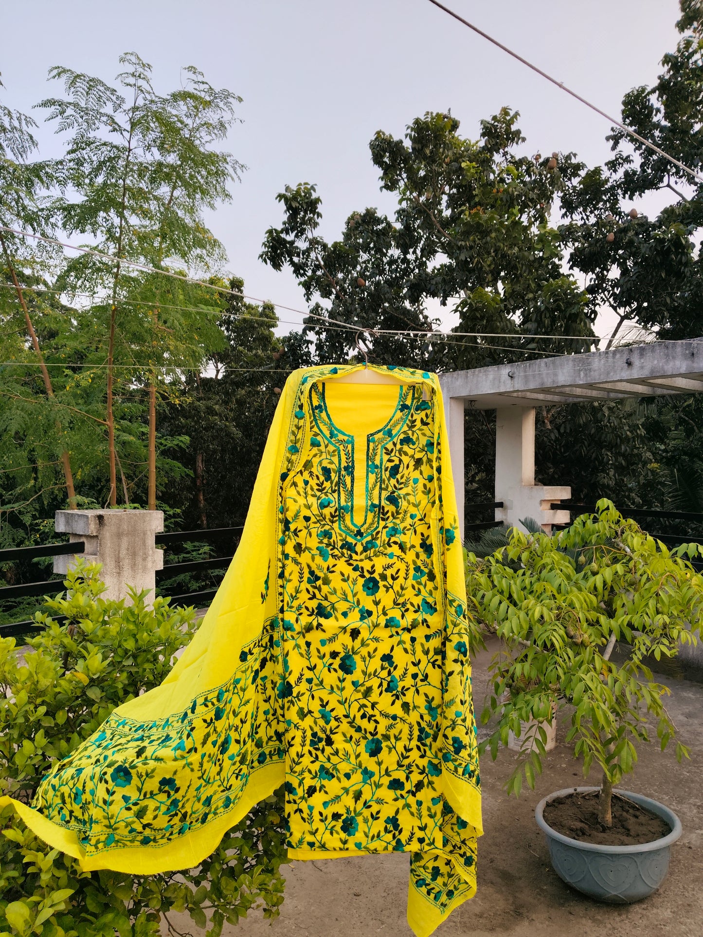 Chikonwala's Exclusive Hand Embroidered Fulkari Dress