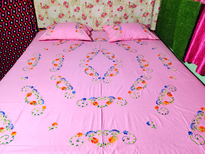 Chikonwala's Hand Embroidered Floral Design Bedsheet