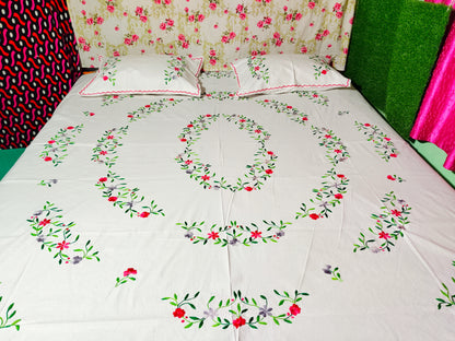 Chikonwala's Hand Embroidered Floral Design Bedsheet
