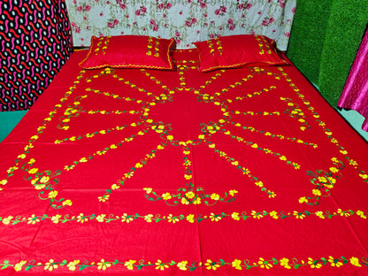 Chikonwala's Hand Embroidered Floral Design Bedsheet