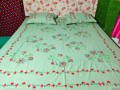 Chikonwala's Hand Embroidered Floral Design Bedsheet