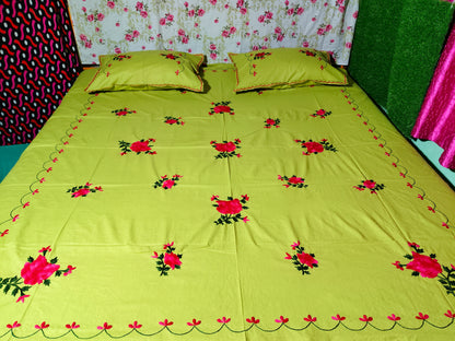 Chikonwala's Hand Embroidered Floral Design Bedsheet