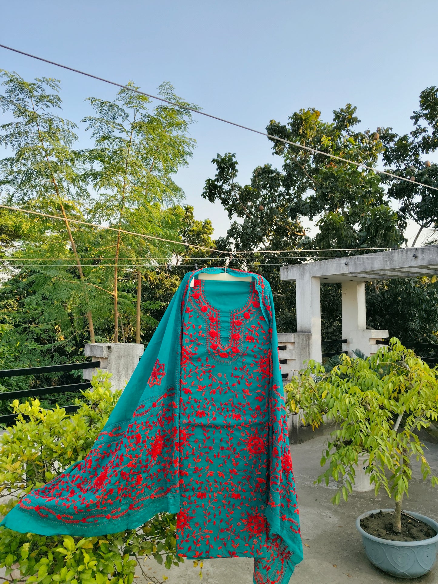 Chikonwala's Exclusive Hand Embroidered Fulkari Dress
