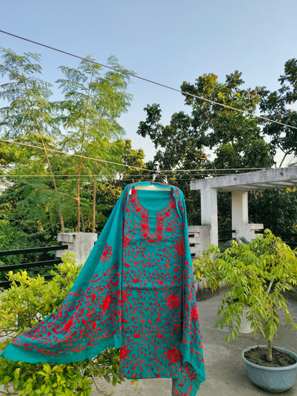 Chikonwala's Exclusive Hand Embroidered Fulkari Dress