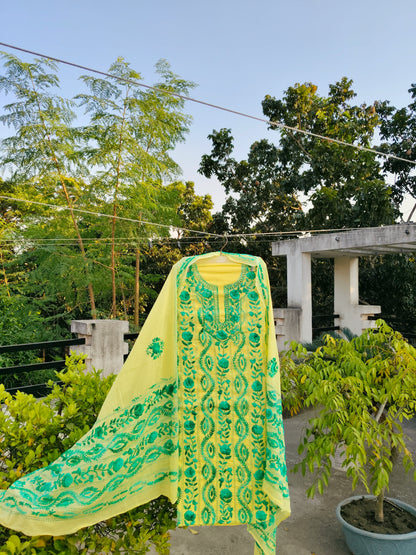 Chikonwala's Exclusive Hand Embroidered Fulkari Dress