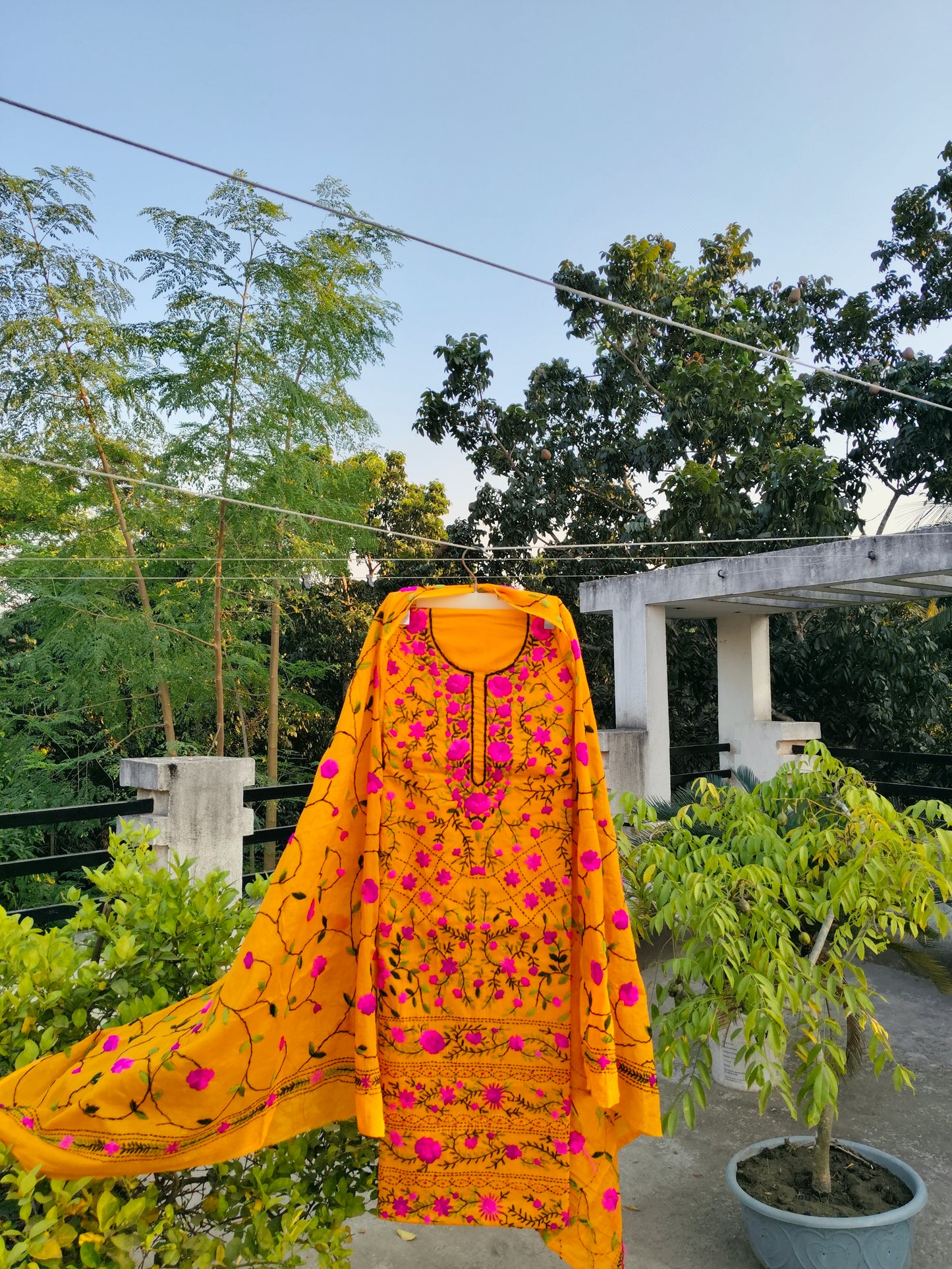 Chikonwala's Exclusive Hand Embroidered Fulkari Dress