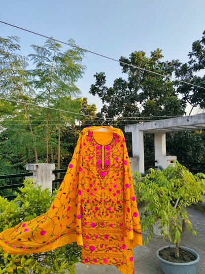 Chikonwala's Exclusive Hand Embroidered Fulkari Dress