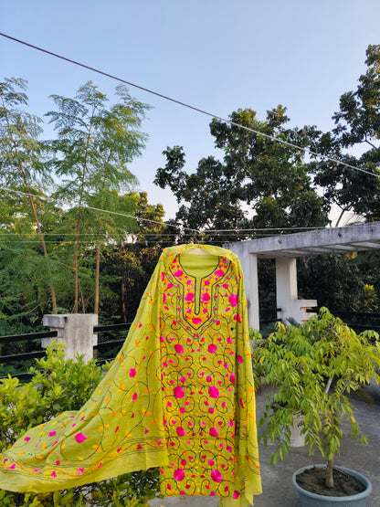 Chikonwala's Exclusive Hand Embroidered Fulkari Dress