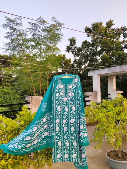 Chikonwala's Exclusive Hand Embroidered Fulkari Dress