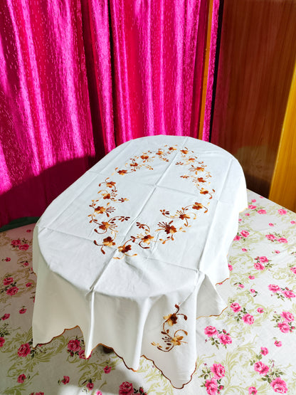 Hand Embroidered Floral Table Cover