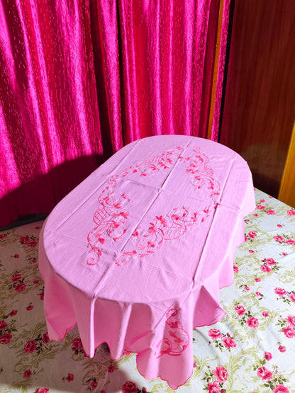 Hand Embroidered Floral Table Cover