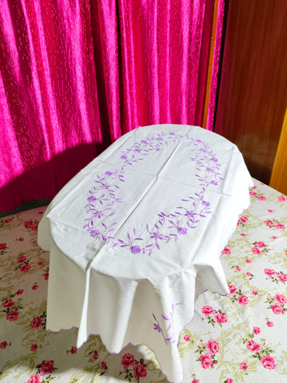 Hand Embroidered Floral Table Cover
