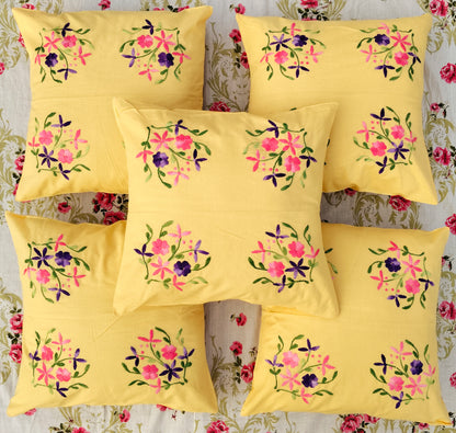 Hand Embroidered Cotton Cushion Covers (Set of 5)