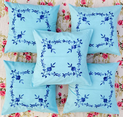 Hand Embroidered Cotton Cushion Covers (Set of 5)
