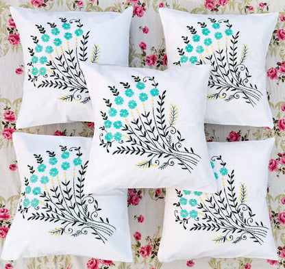 Hand Embroidered Cotton Cushion Covers (Set of 5)