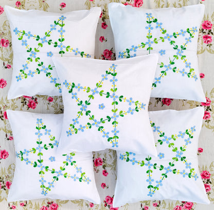 Hand Embroidered Cotton Cushion Covers (Set of 5)