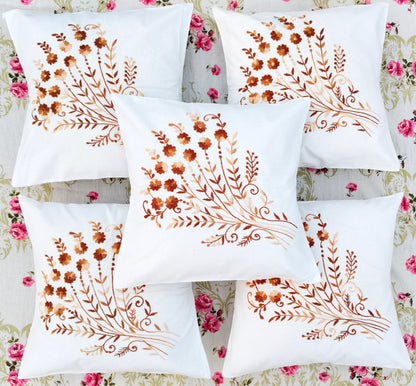 Hand Embroidered Cotton Cushion Covers (Set of 5)