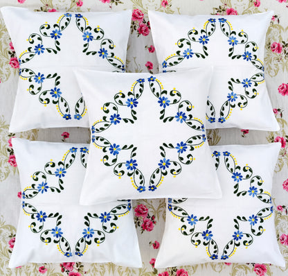 Hand Embroidered Cotton Cushion Covers (Set of 5)