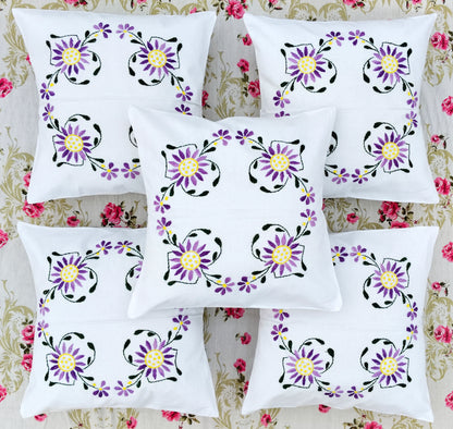 Hand Embroidered Cotton Cushion Covers (Set of 5)
