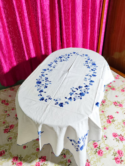 Hand Embroidered Floral Four Seater Table Cover
