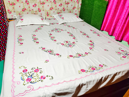 Chikonwala's Hand Embroidered Floral Design Bedsheet