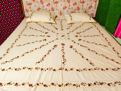 Chikonwala's Hand Embroidered Floral Design Bedsheet