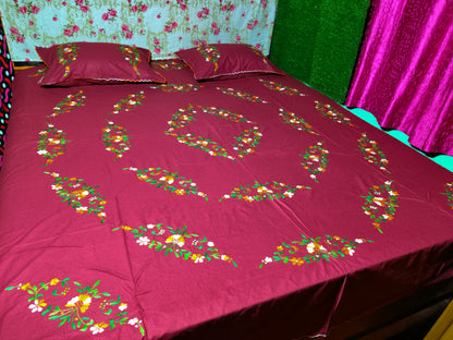 Chikonwala's Hand Embroidered Floral Design Bedsheet