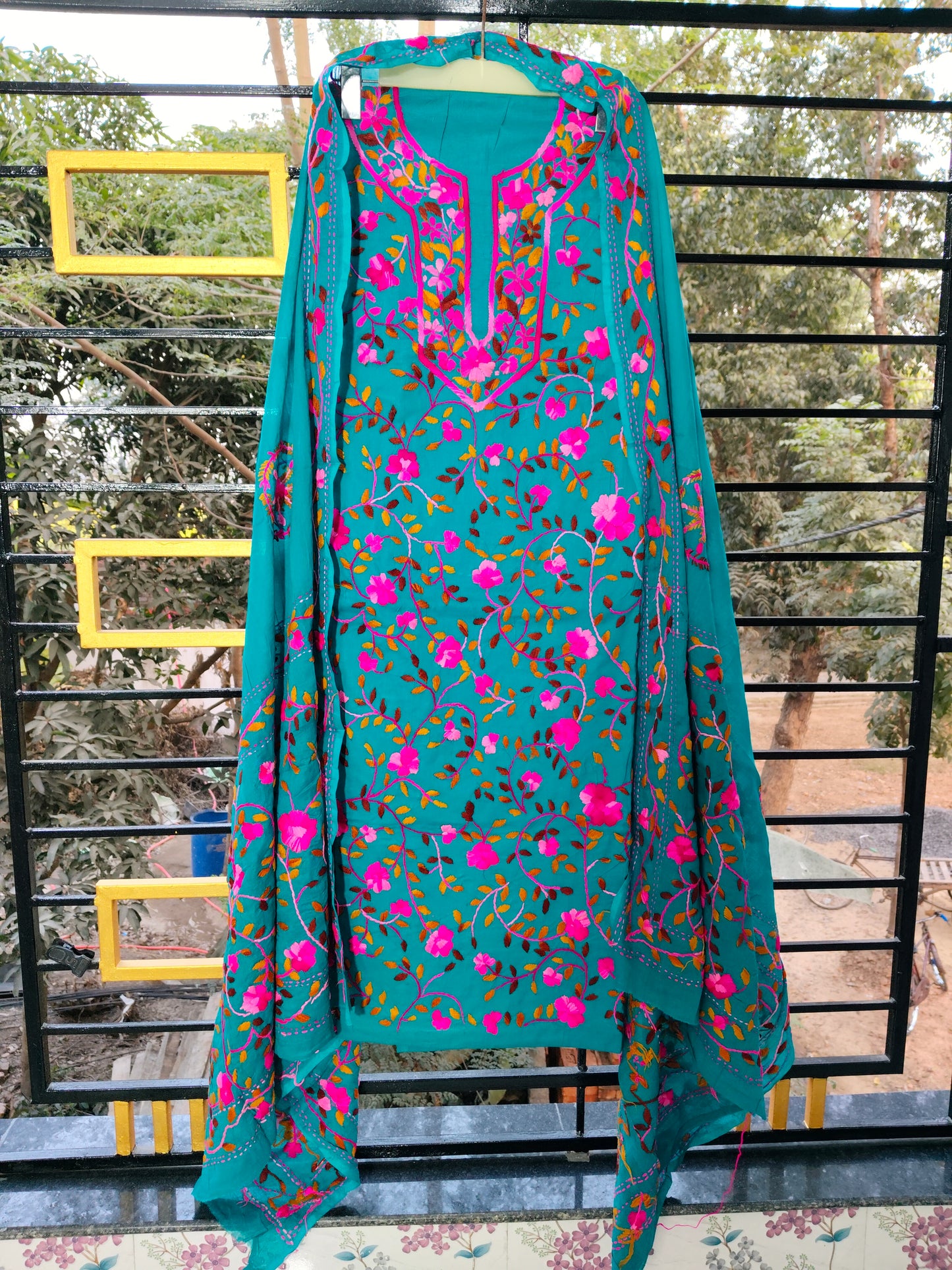 Chikonwala's Exclusive Hand Embroidered Fulkari Dress