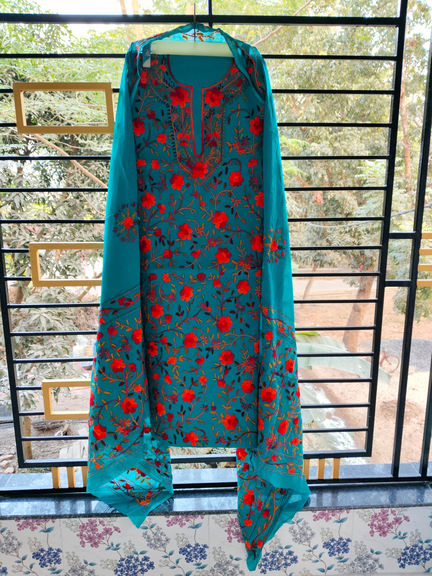 Chikonwala's Exclusive Hand Embroidered Fulkari Dress