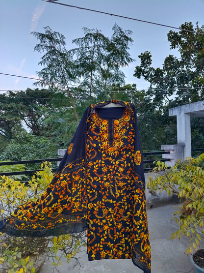 Chikonwala's Exclusive Hand Embroidered Fulkari Dress