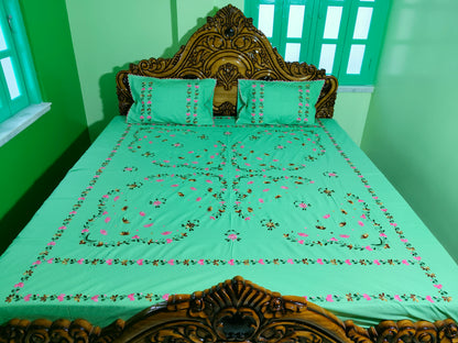 Chikonwala's Hand Embroidered Floral Design Bedsheet