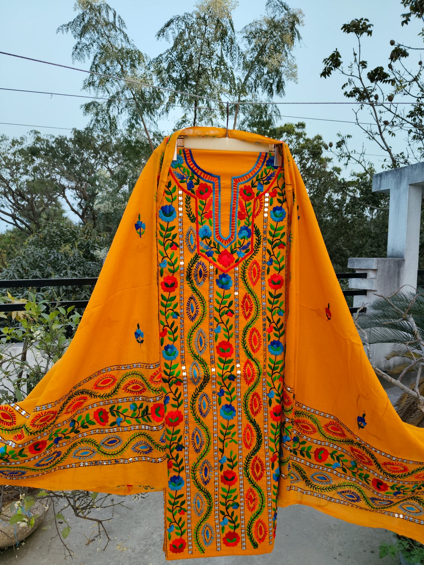 Chikonwala's Exclusive Hand Embroidered Fulkari Dress