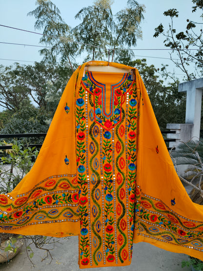 Chikonwala's Exclusive Hand Embroidered Fulkari Dress