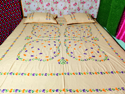 Chikonwala's Hand Embroidered Floral Design Bedsheet