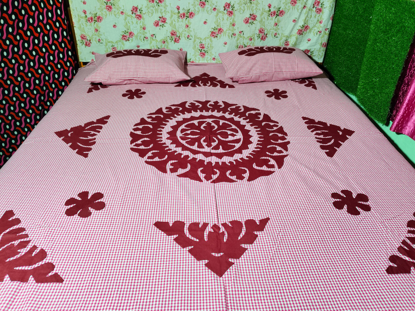 Chikonwala's Hand Pachwork Floral Design Bedsheet