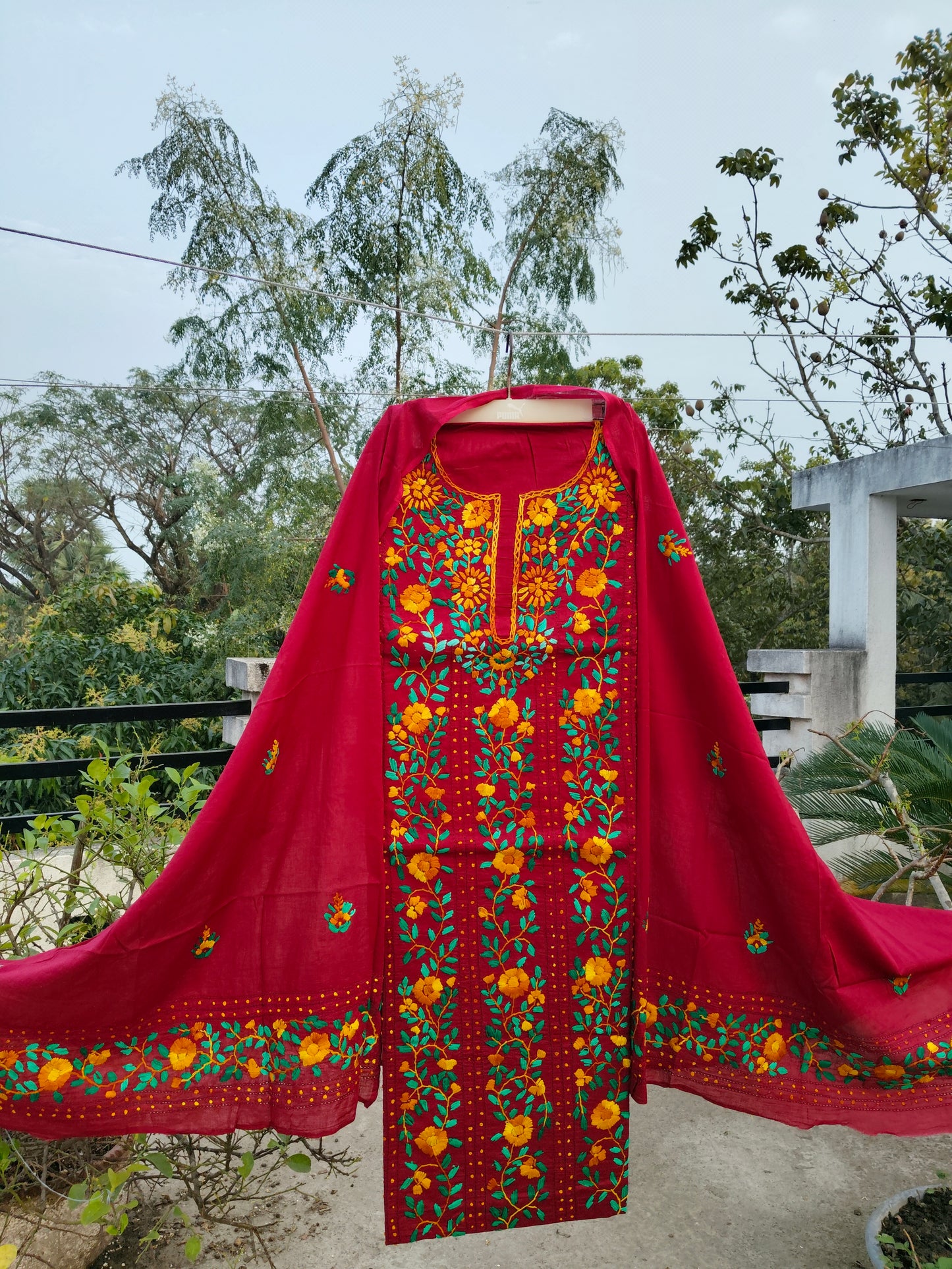 Chikonwala's Exclusive Hand Embroidered Fulkari Dress
