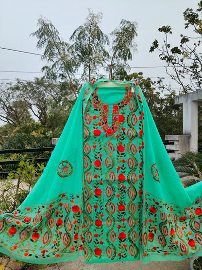 Chikonwala's Exclusive Hand Embroidered Fulkari Dress