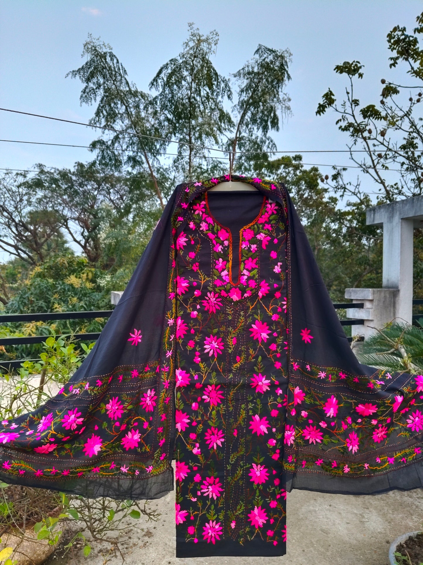 Chikonwala's Exclusive Hand Embroidered Fulkari Dress