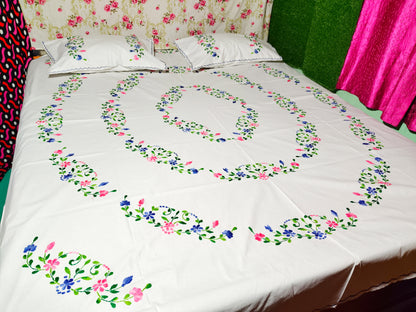 Chikonwala's Hand Embroidered Floral Design Bedsheet