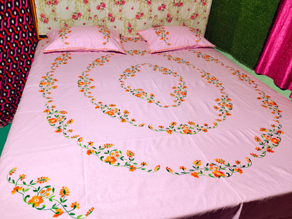 Chikonwala's Hand Embroidered Floral Design Bedsheet