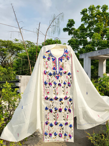Chikonwala's Exclusive Hand Embroidered Kolkatakari Dress Material