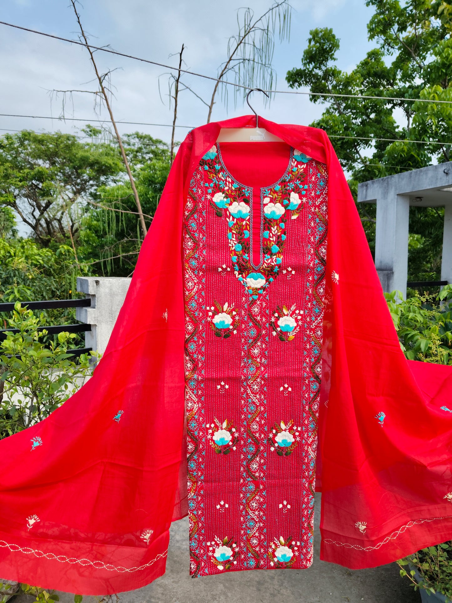 Chikonwala's Exclusive Hand Embroidered Kolkatakari Dress Material