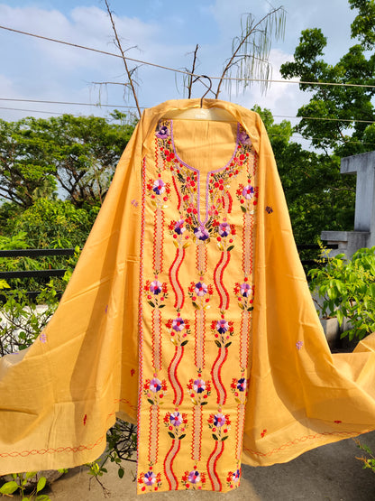 Chikonwala's Exclusive Hand Embroidered Kolkatakari Dress Material