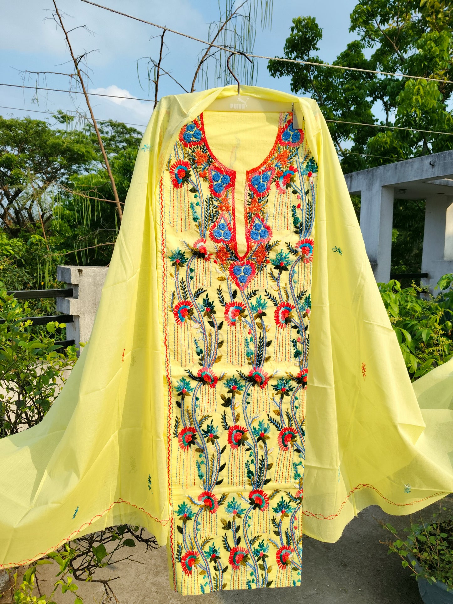 Chikonwala's Exclusive Hand Embroidered Kolkatakari Dress Material