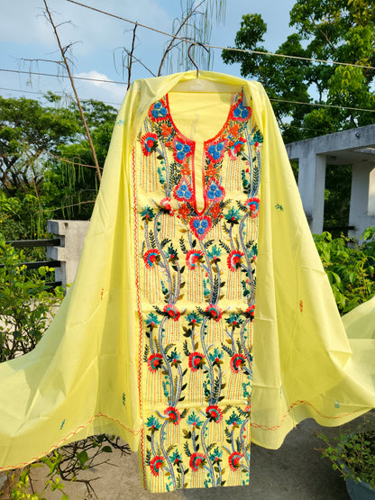 Chikonwala's Exclusive Hand Embroidered Kolkatakari Dress Material