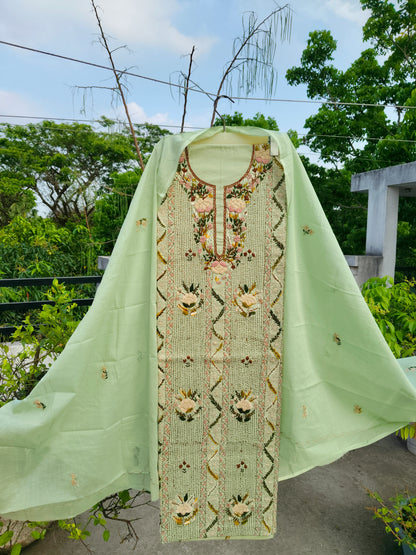 Chikonwala's Exclusive Hand Embroidered Kolkatakari Dress Material