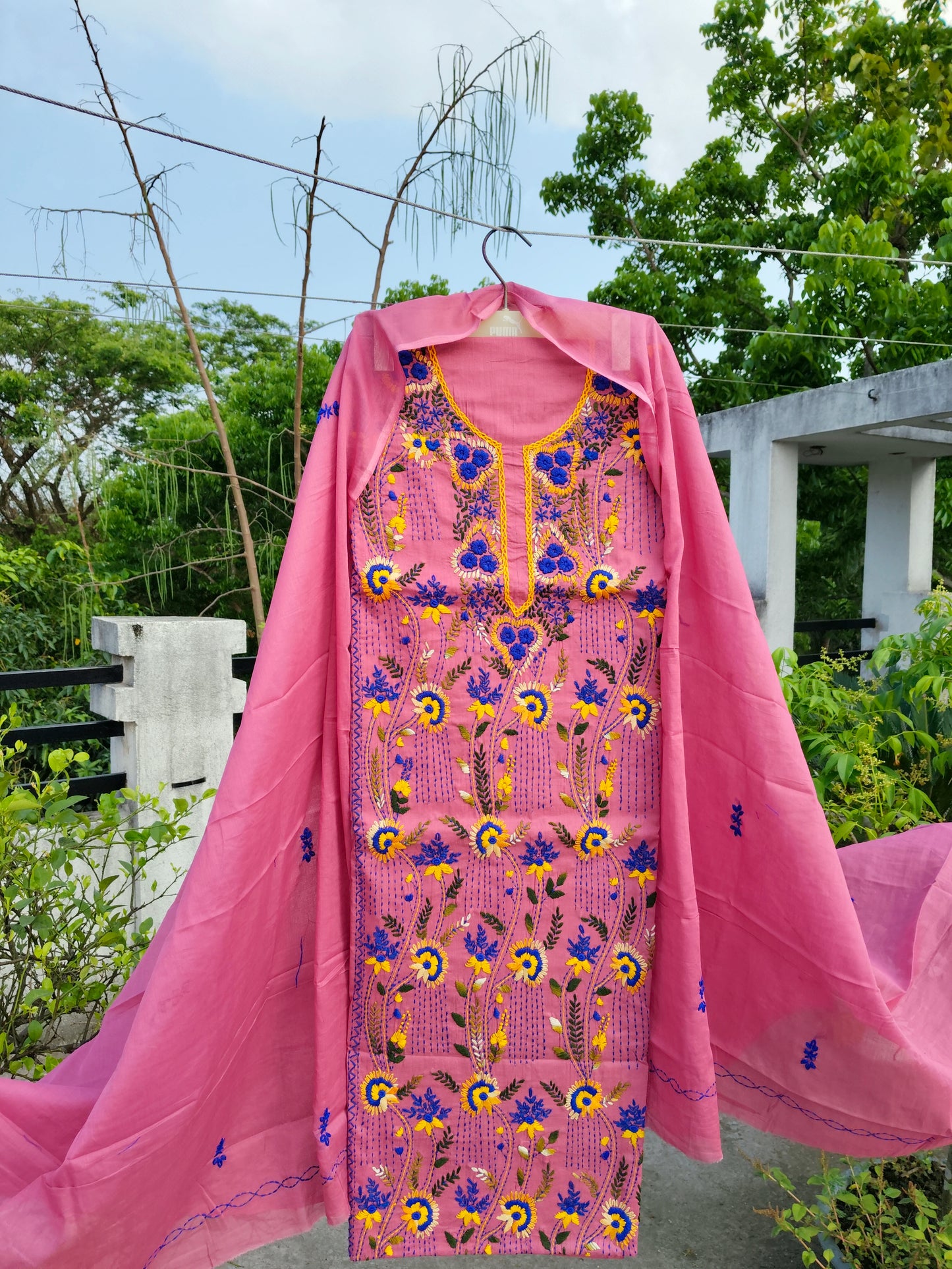 Chikonwala's Exclusive Hand Embroidered Kolkatakari Dress Material